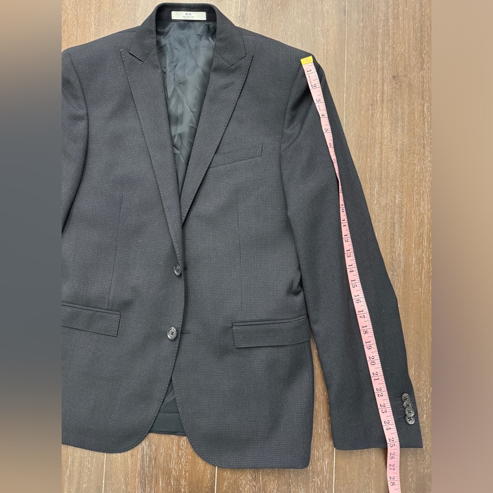 Corneliani CC Collection Black/Gray Check Peak Lapel Wool Blazer EU 50 US 40R - Picture 3 of 8